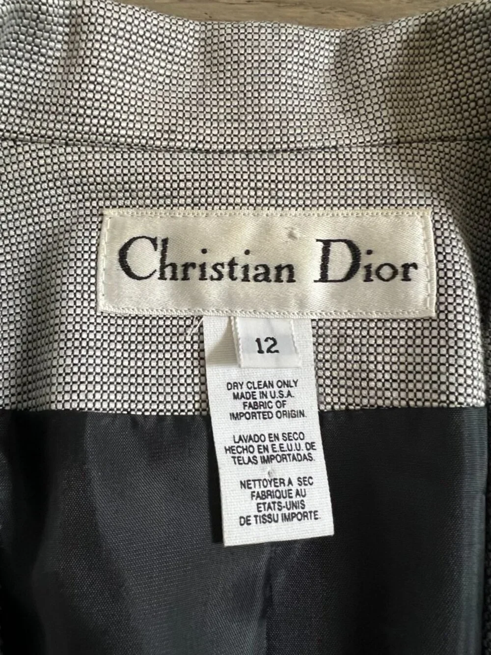 Vintage Christian Dior Black Ivory Blazer | 90s Tailored Wool Blend Jacket